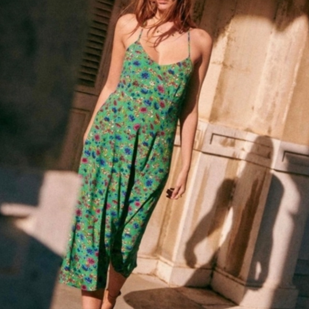 NWT Sezane robe midi margarita verde Size 34/XS/2